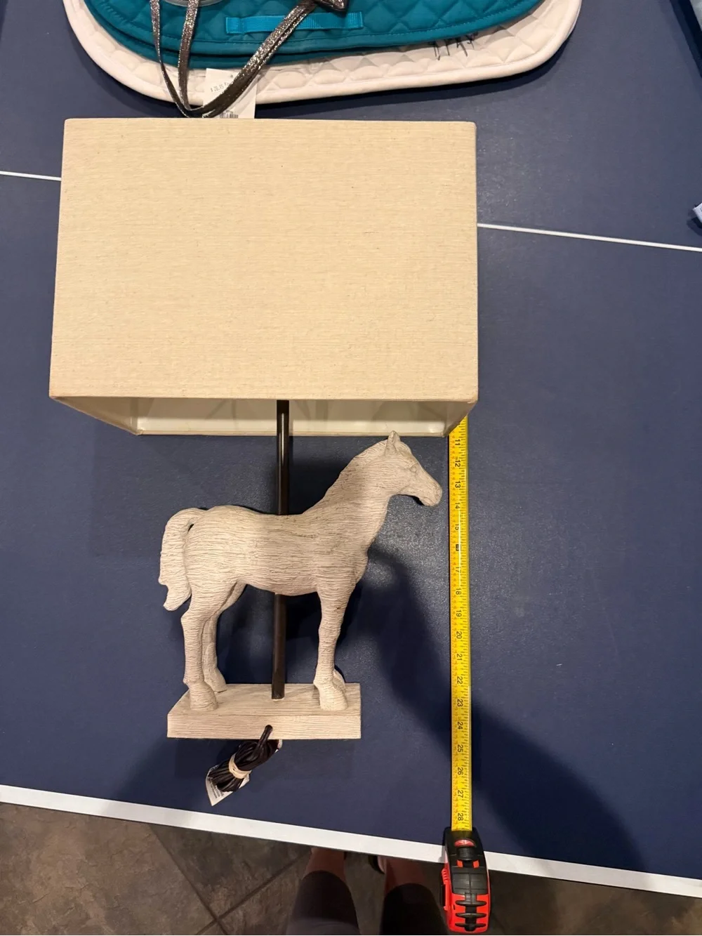 Horse Table Lamp with Beige Shade